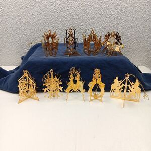 1981 Danbury Mint Gold Christmas Collection 9 Ornaments Missing Pieces Set